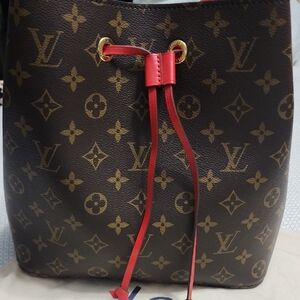 Louis Vuitton Monogram Shoulder Bag with Red Accents